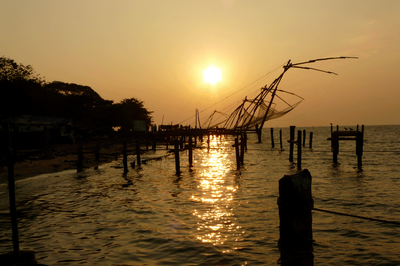 chinesische Fischernetze in Fort Kochin